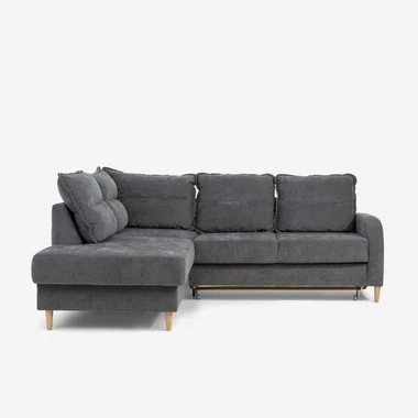 Šedá rozkládací rohová sedací souprava HAMAR 5P levá