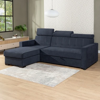 Rohová sedací souprava s nastavitelnými opěrkami hlavy TOSCANO černá