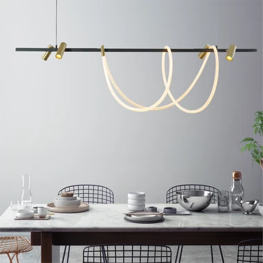 Černo-zlatá závěsná LED lišta s bodovými světly BALBO na dálkové ovládání