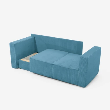 Manšestrová dvoumístná rozkládací pohovka tyrkysová LUSO levá