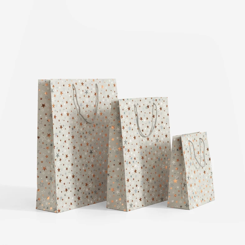 Vánoční dárková taška s hvězdičkami vel. L MIX