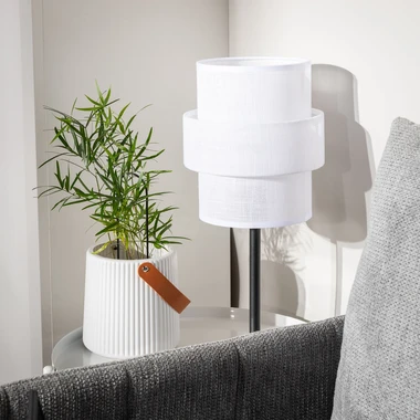 Bílý květináč s uchem 15 cm