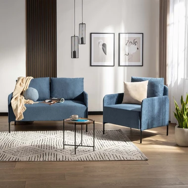 Modré čalouněné křeslo MANILI