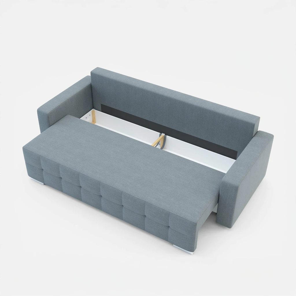 Sofa rozkładana z pikowaniem szara LILA