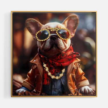 Obraz na plátně, pes s červeným šátkem kolem krku, 52x52 cm