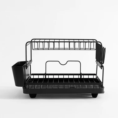 Černý dvoupatrový odkapávač na nádobí 44,3x33x26,8 cm