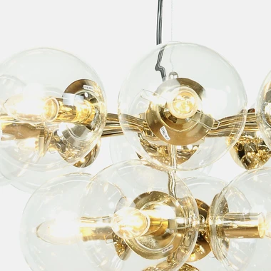 Zlaté závěsná svítidlo se 13 kulovitými stínidly ZUMBA.