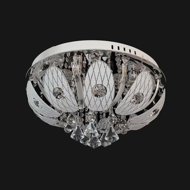 Stropní svítidlo glamour LED chrom 60 cm s dálkovým ovládáním