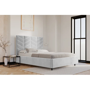 Popelavá čalouněná postel VIVIANE ALTO 140x200 cm