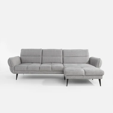 Rohová sedačka s nastavením hloubky sedáku šedá CAMPINA MINI pravá