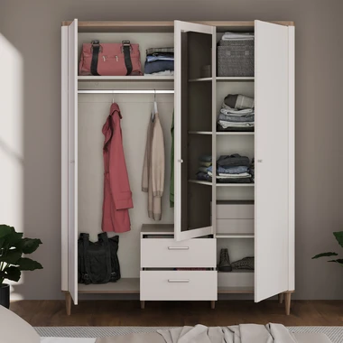 Šatní skříň 3-dveřová se zrcadlem LACETTI