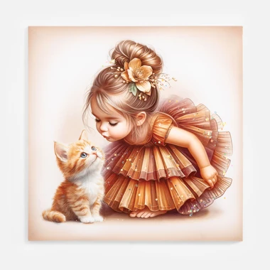 Obraz na plátně dívka s kočíčkou 60x60 cm