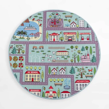 Kulatý mořský koberec STELLA, ulice, 120 cm