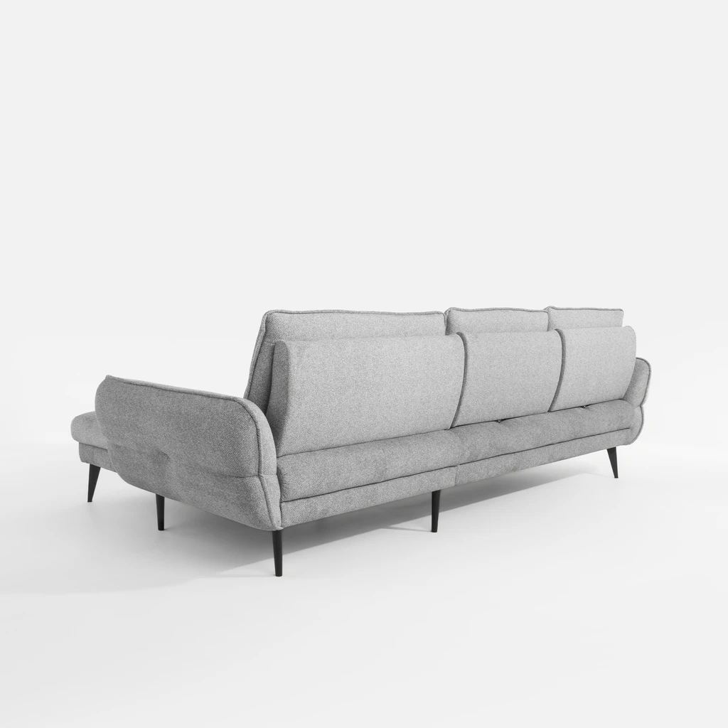 Rohová sedačka s nastavením hloubky sedáku šedá CAMPINA MINI pravá