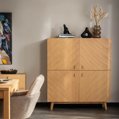 4dveřová vysoká komoda MASSA přírodní dub