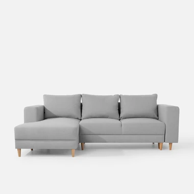 Šedá rozkládací rohová sedací souprava PERA levá