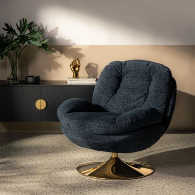 Otočné křeslo DUNNE tmavě modré