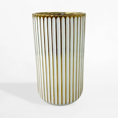 Bílo-zlatá moderní váza 23,2 cm