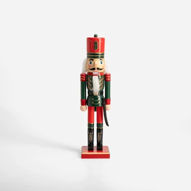 Dekorativní figurka červeno-zelená LOUSKÁČEK 38 cm