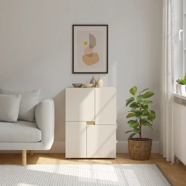 Čtyřdveřová komoda LENS 60 cm kašmír/dub cremona.