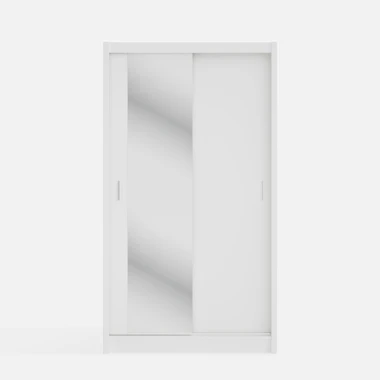 Zrcadlová šatní skříň s posuvnými dveřmi INES 120 cm bílá