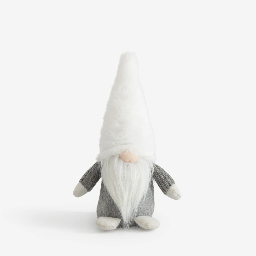 Dekorace skřítek v šedé čepici 25 cm
