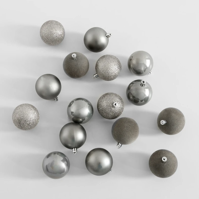 Vánoční ozdoby 6 cm stříbrné 16 ks