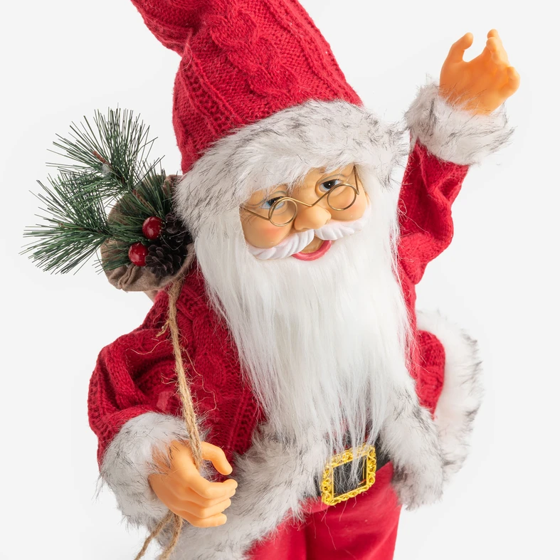 Červená figurka s bílým lemováním SANTA CLAUS 75 cm