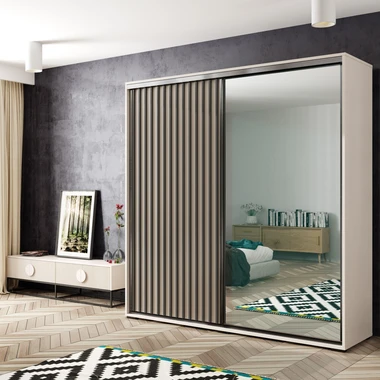 Šatní skříň s posuvnými dveřmi a zrcadlem KOS 200 cm