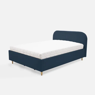 Tmavě modrá velurová postel SANTADI 180x200 cm