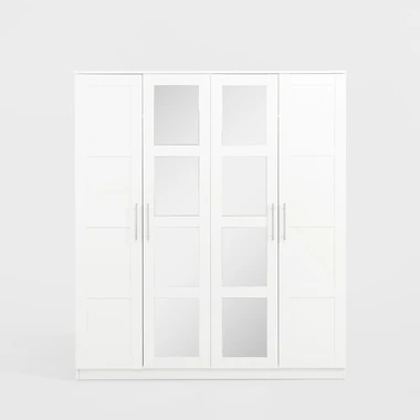 Bílá šatní skříň se zrcadlem FINLEY