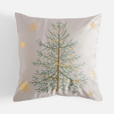 Dekorativní povlak na polštář s vánočním stromkem béžový AURORA 45x45 cm