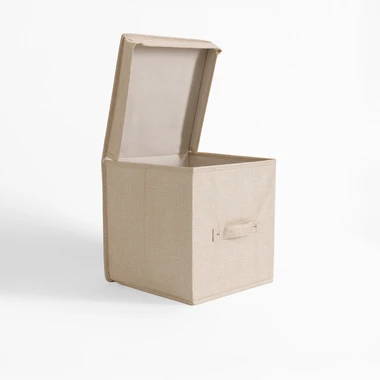 Béžový skládací box s víkem 28x28x28 cm