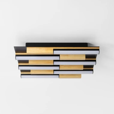 Černé dřevěné LED závěsné svítidlo ELIOT