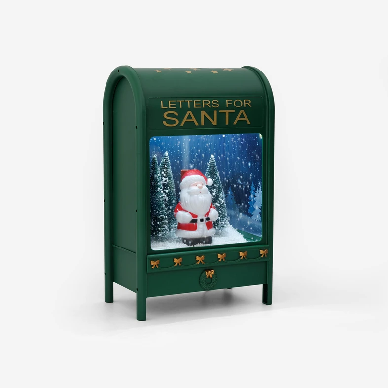 Hrající dekorace LED POŠTOVNÍ SCHRÁNKA zelená 40 cm