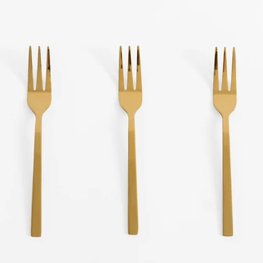 Vidlička na dort PIANO SHINY GOLD, sada 3 kusů