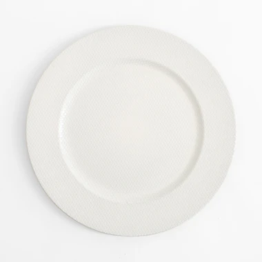 Bílý ozdobný talíř 33 cm