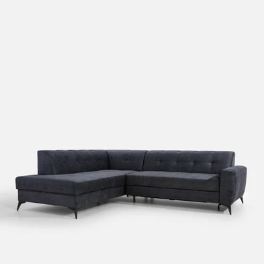 Šedomodrá rozkládací rohová sedací souprava STORN levá