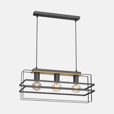 Černo-dřevěné závěsné svítidlo KORTEZ III