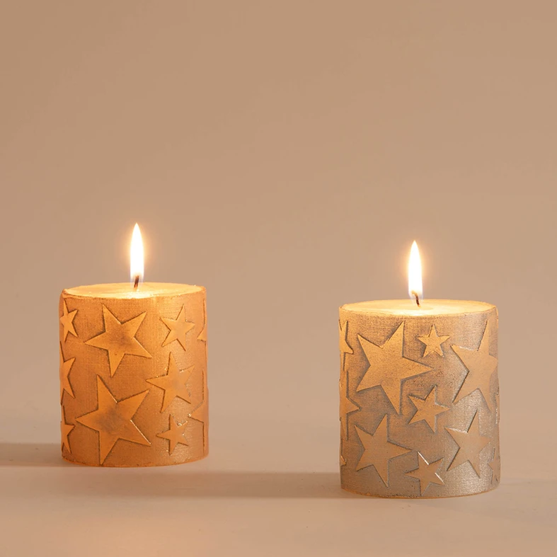 Dekorační svíčka HVĚZDA CHAMPAGNE 6,5x8 cm