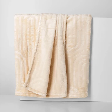 Deka s reliéfním vzorem ABSTRACT 130x160 cm béžová