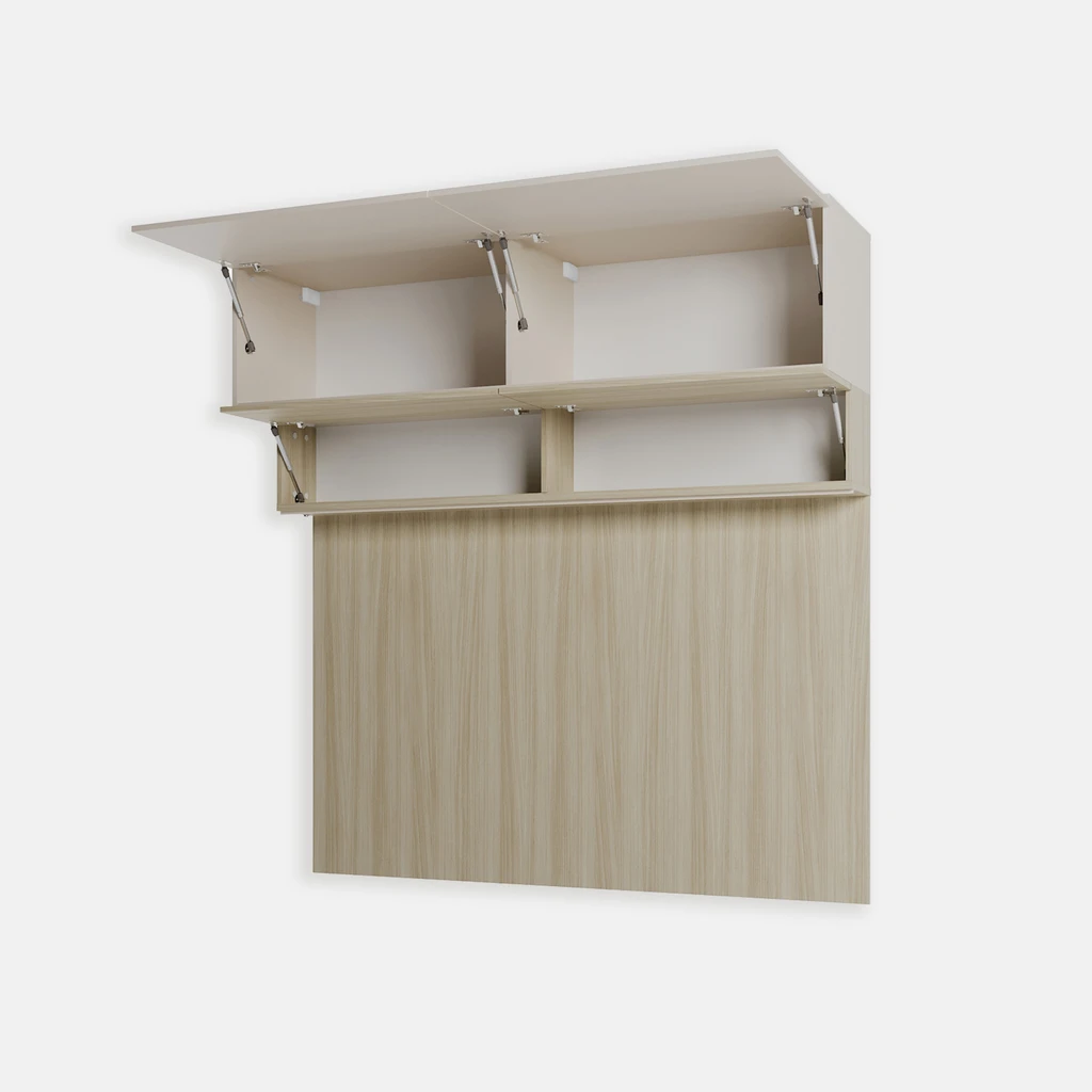 Otwarte szafki z widocznym wnętrzem