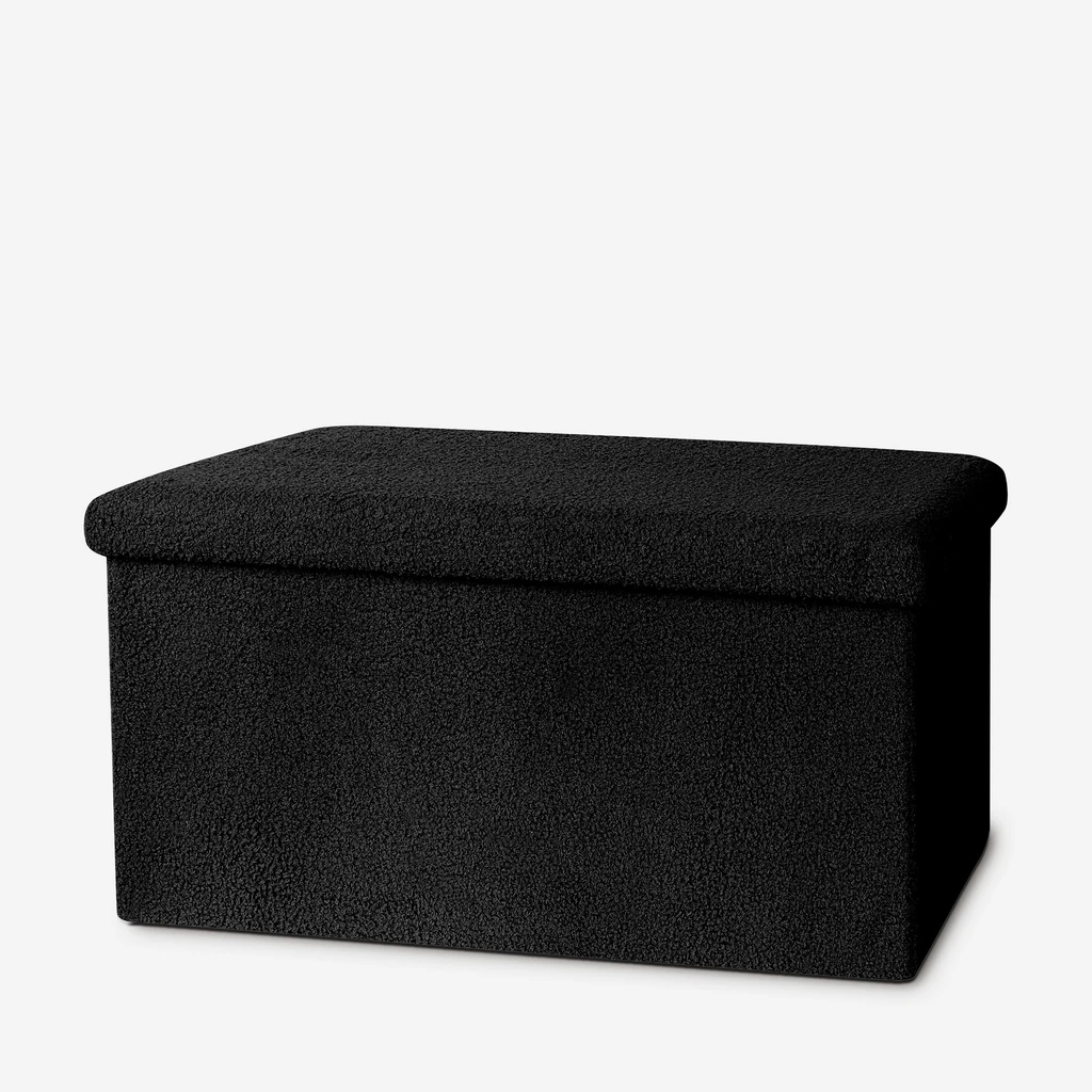 Skládací taburet s úložným prostorem černý 76x38x38 cm
