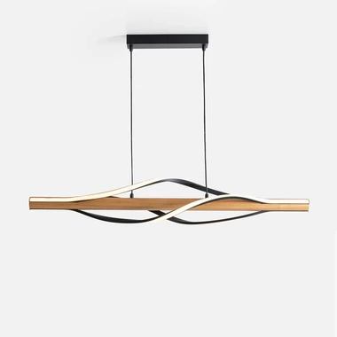 Dřevěné černé závěsné LED svítidlo BAEZ