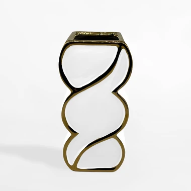 Moderní bílo-zlatá váza 25 cm