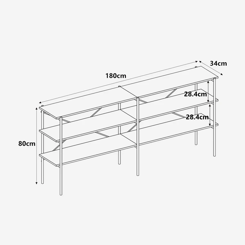 Rysunek z podanymi wybranymi wymiarami mebla