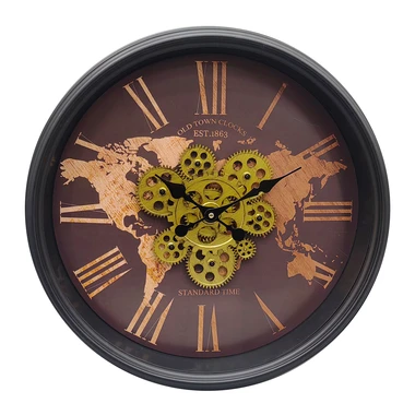 Hodiny v industriálním stylu s dvojitým mechanismem 49,5 cm