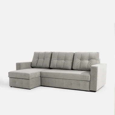 Popelavá rohová sedací souprava se 2 úložnými prostory LAVERNA