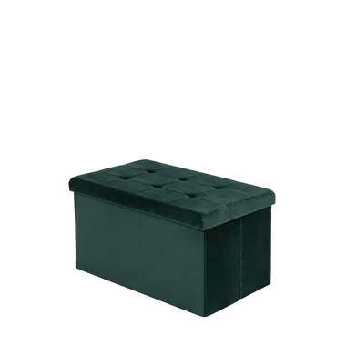 Tmavě zelený skládací taburet s úložným prostorem