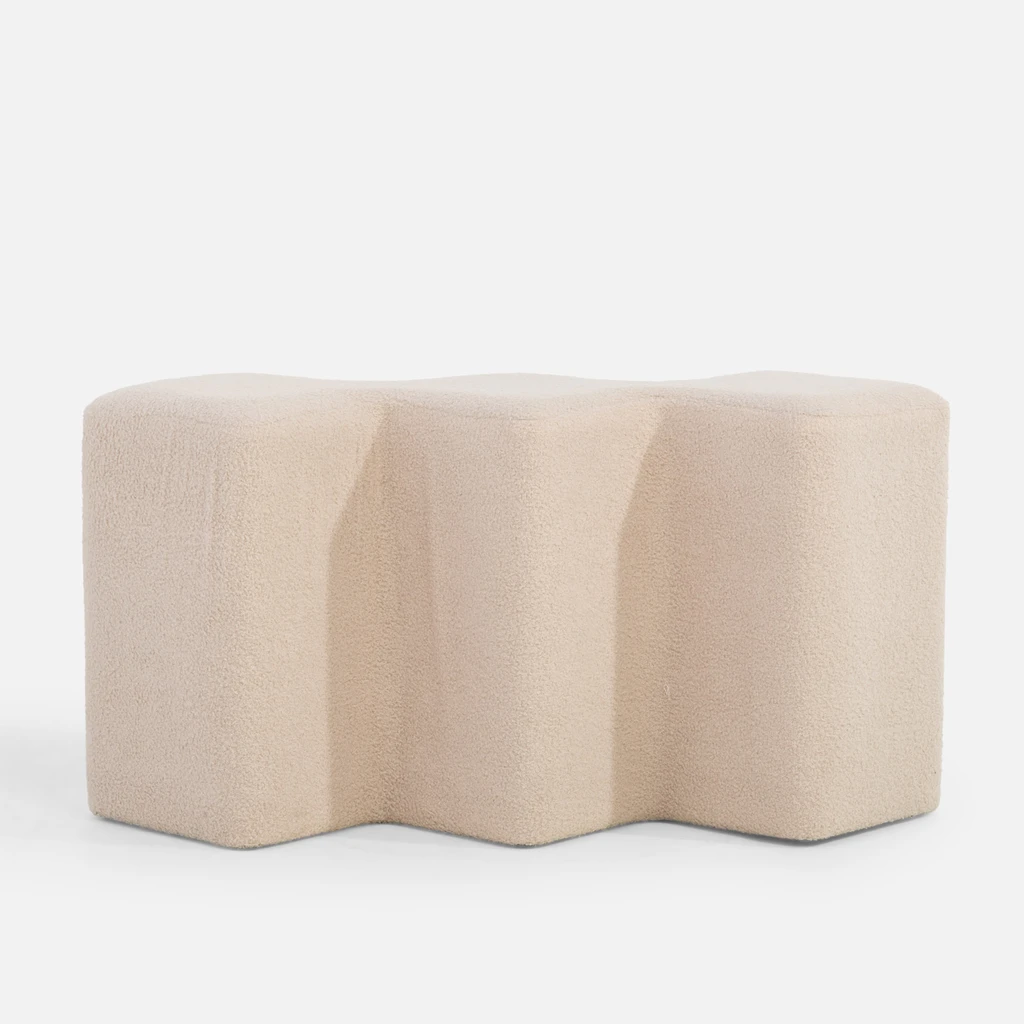 Krémový boucle taburet INTOPP